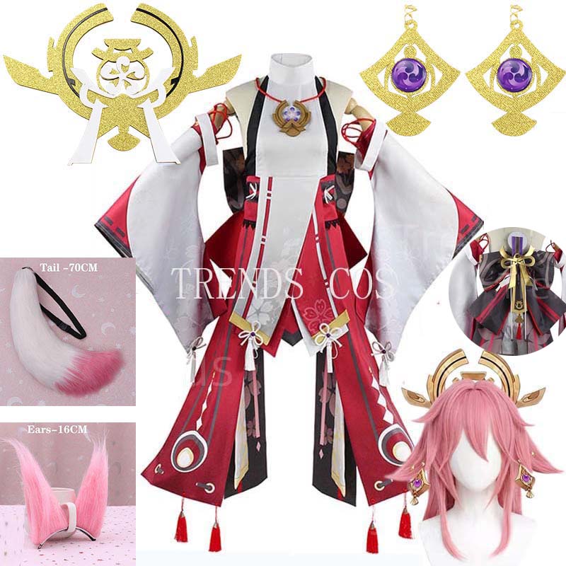 Anime Cosplay Yor - Yae Miko Set lengkap Guuji Yae