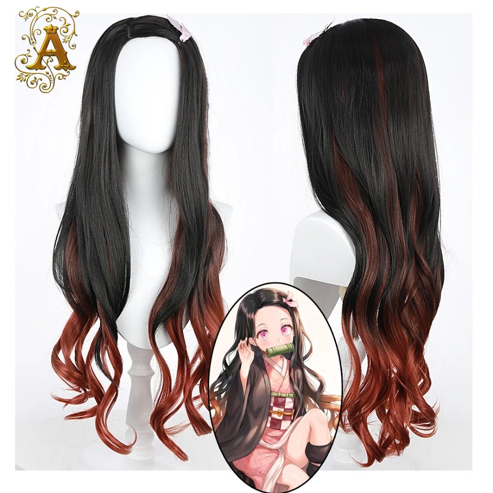Anime Cosplay Nezuko - Wig Cosplay Anime Nezuko Rambut Keriting
