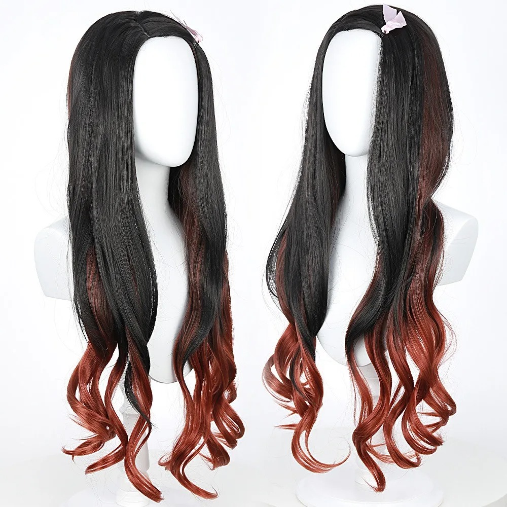 Wig Cosplay Anime Nezuko Rambu - Anime Cosplay Nezuko ulasan dan harga